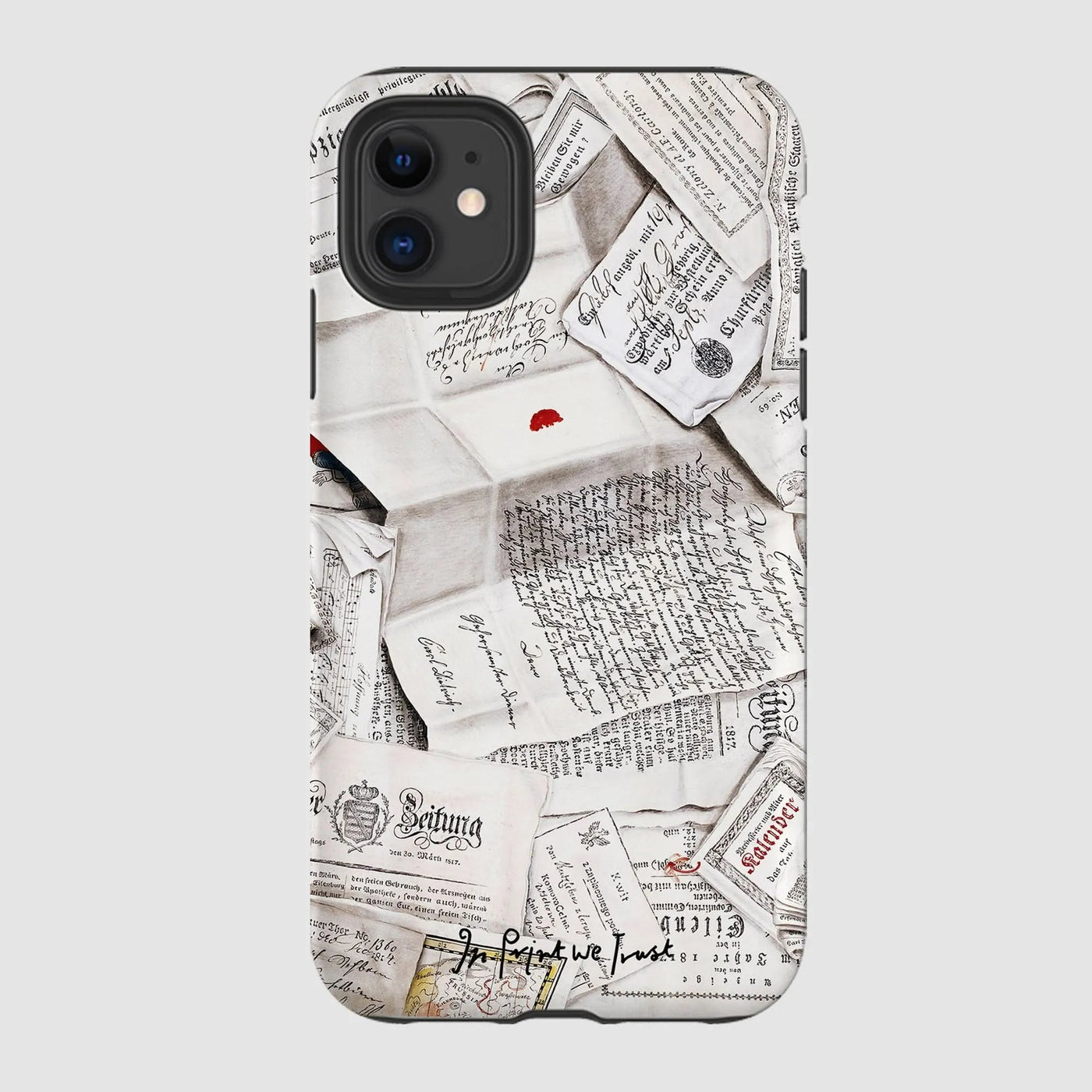 letters tough iPhone case - In Print We Trust