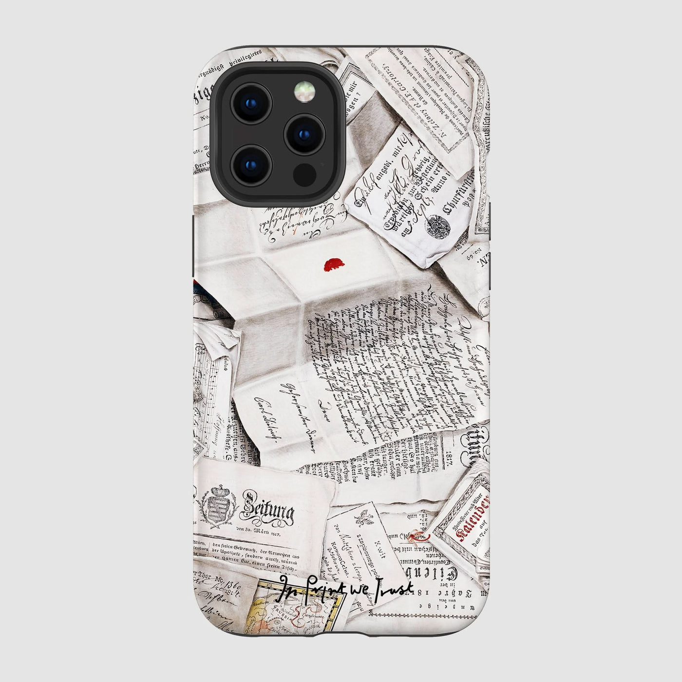 letters tough iPhone case - In Print We Trust