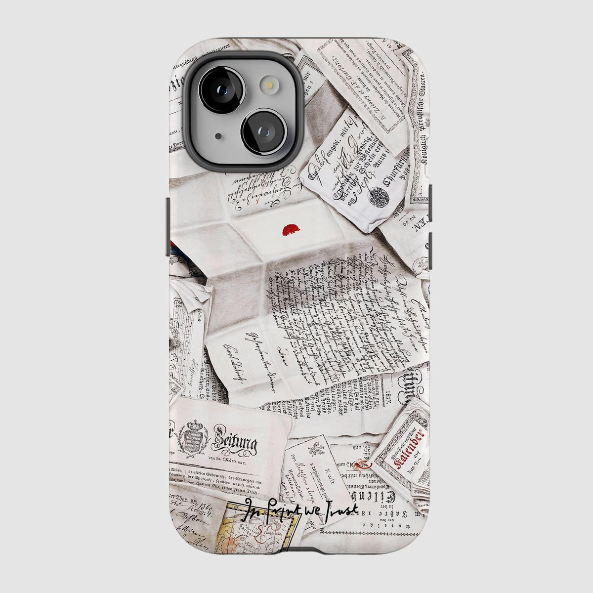letters tough iPhone case - In Print We Trust