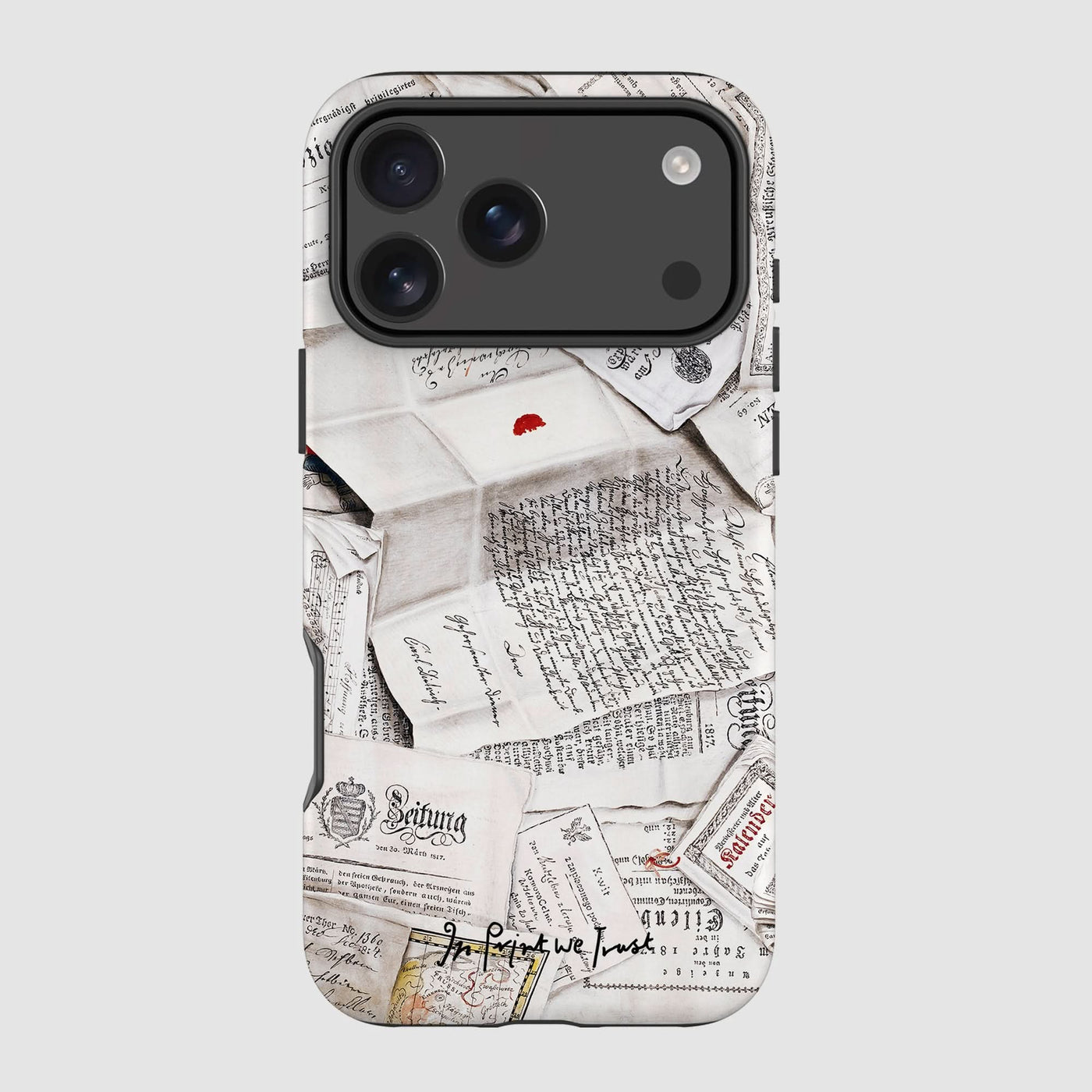 letters tough iPhone case - In Print We Trust