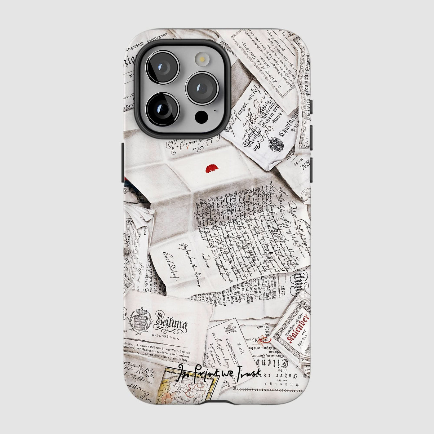letters tough iPhone case - In Print We Trust