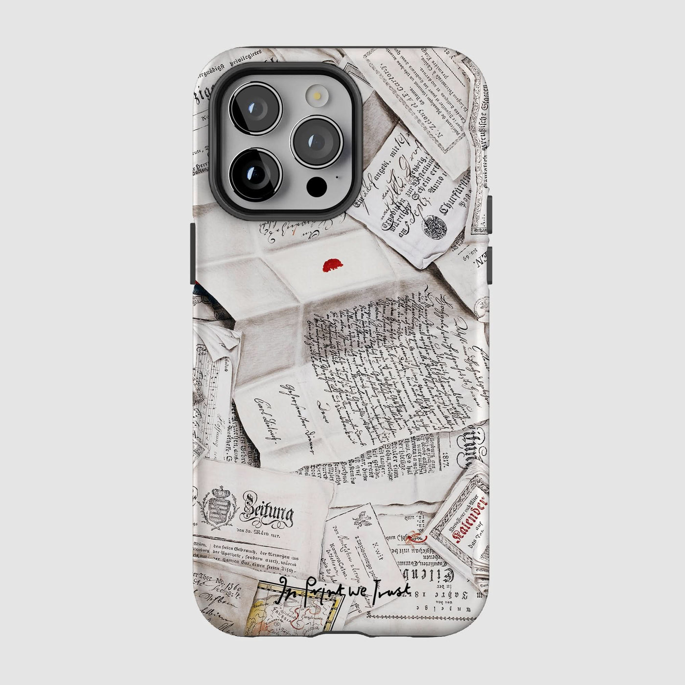 letters tough iPhone case - In Print We Trust