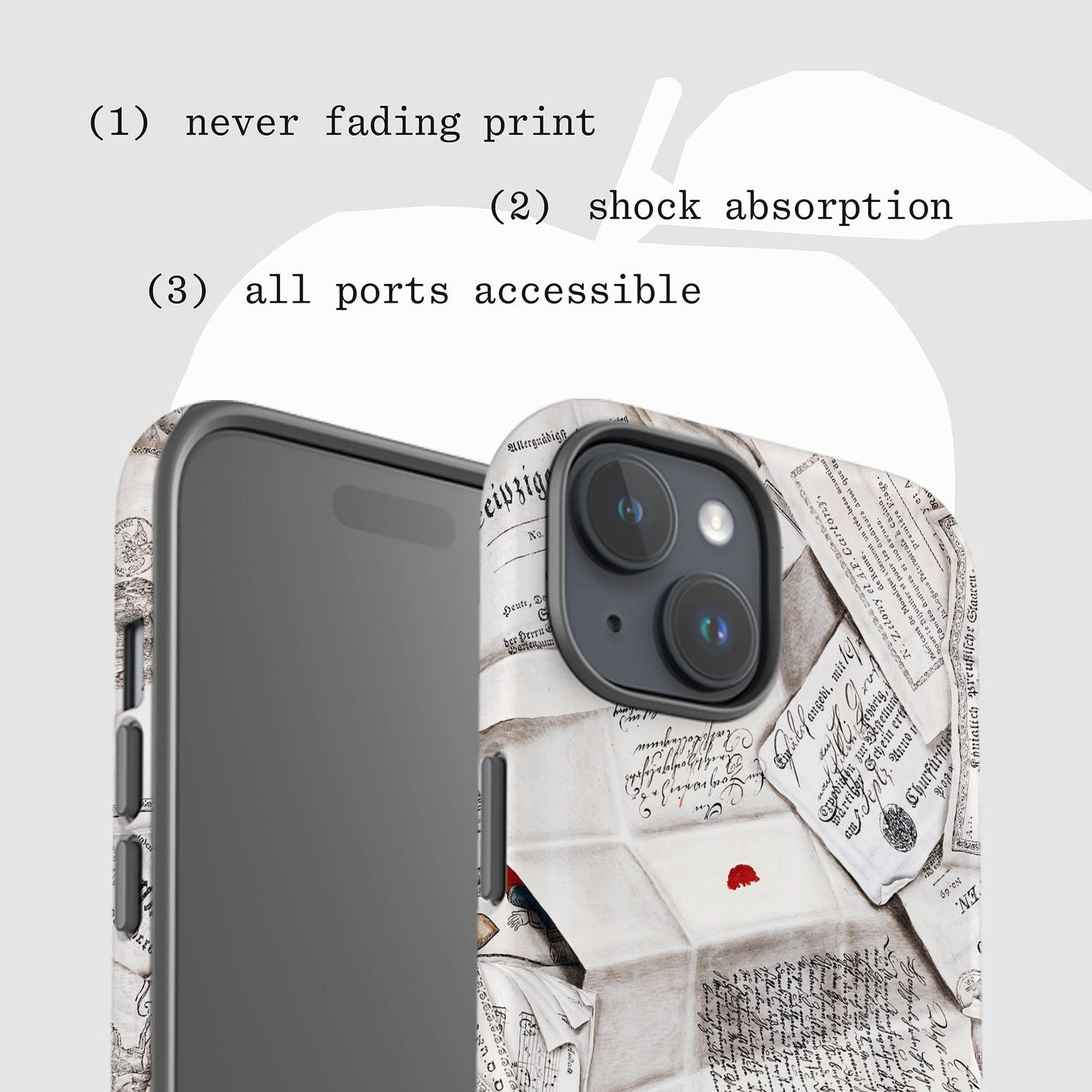 letters tough iPhone case - In Print We Trust