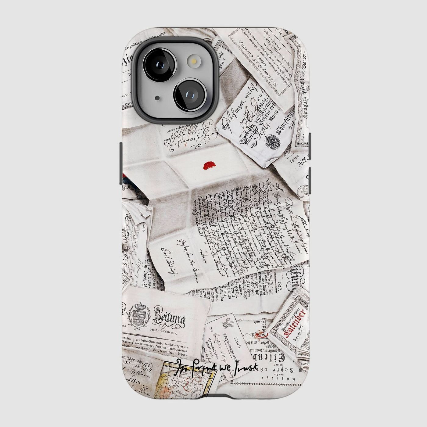 letters tough iPhone case - In Print We Trust
