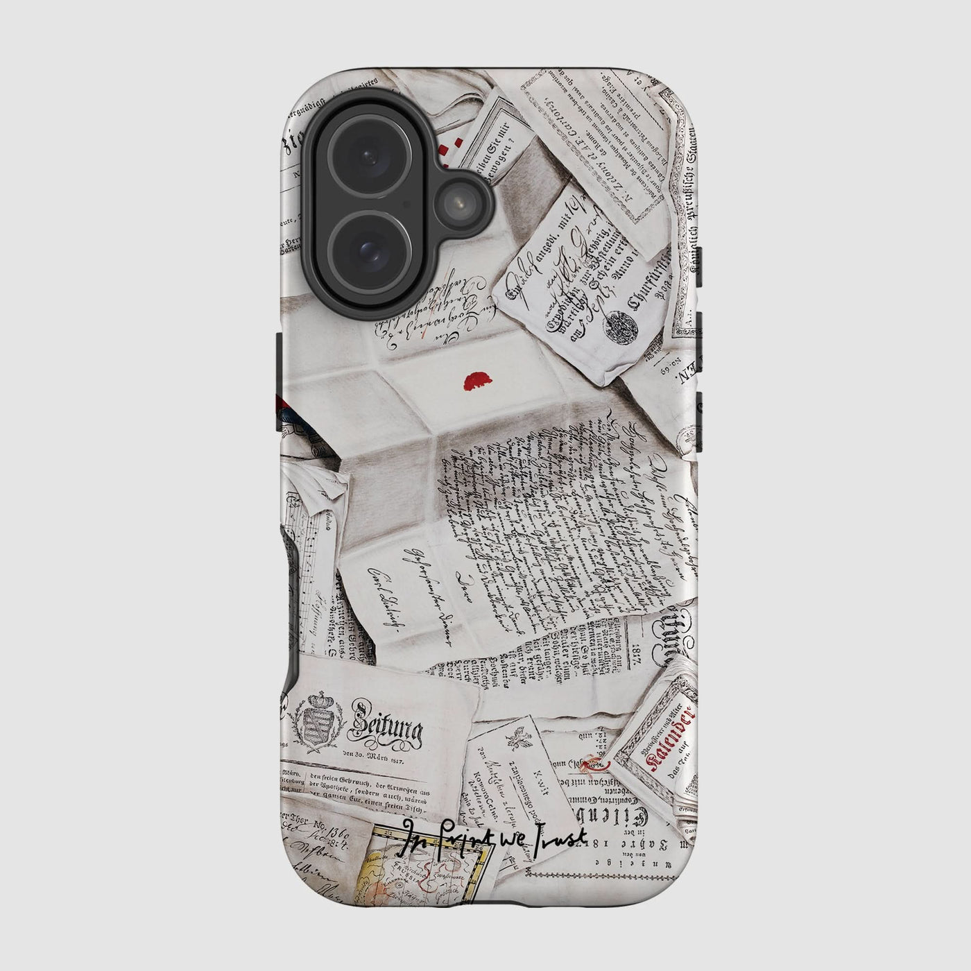 letters tough iPhone case - In Print We Trust