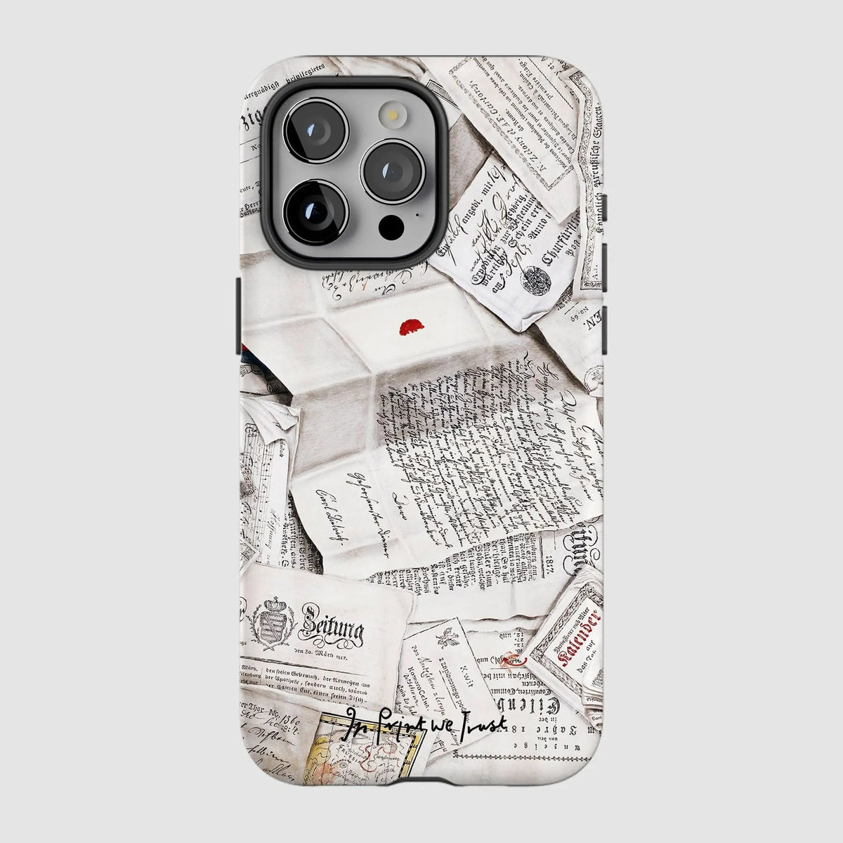 letters tough iPhone case - In Print We Trust