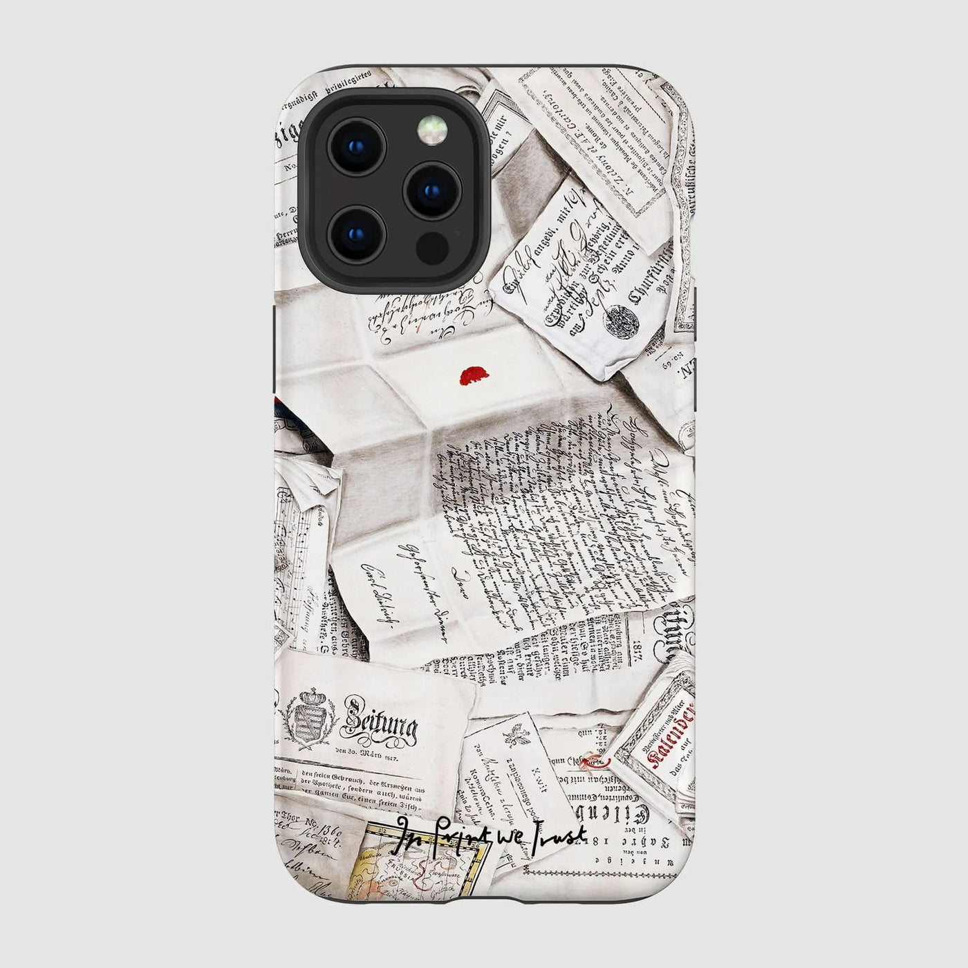 letters tough iPhone case - In Print We Trust
