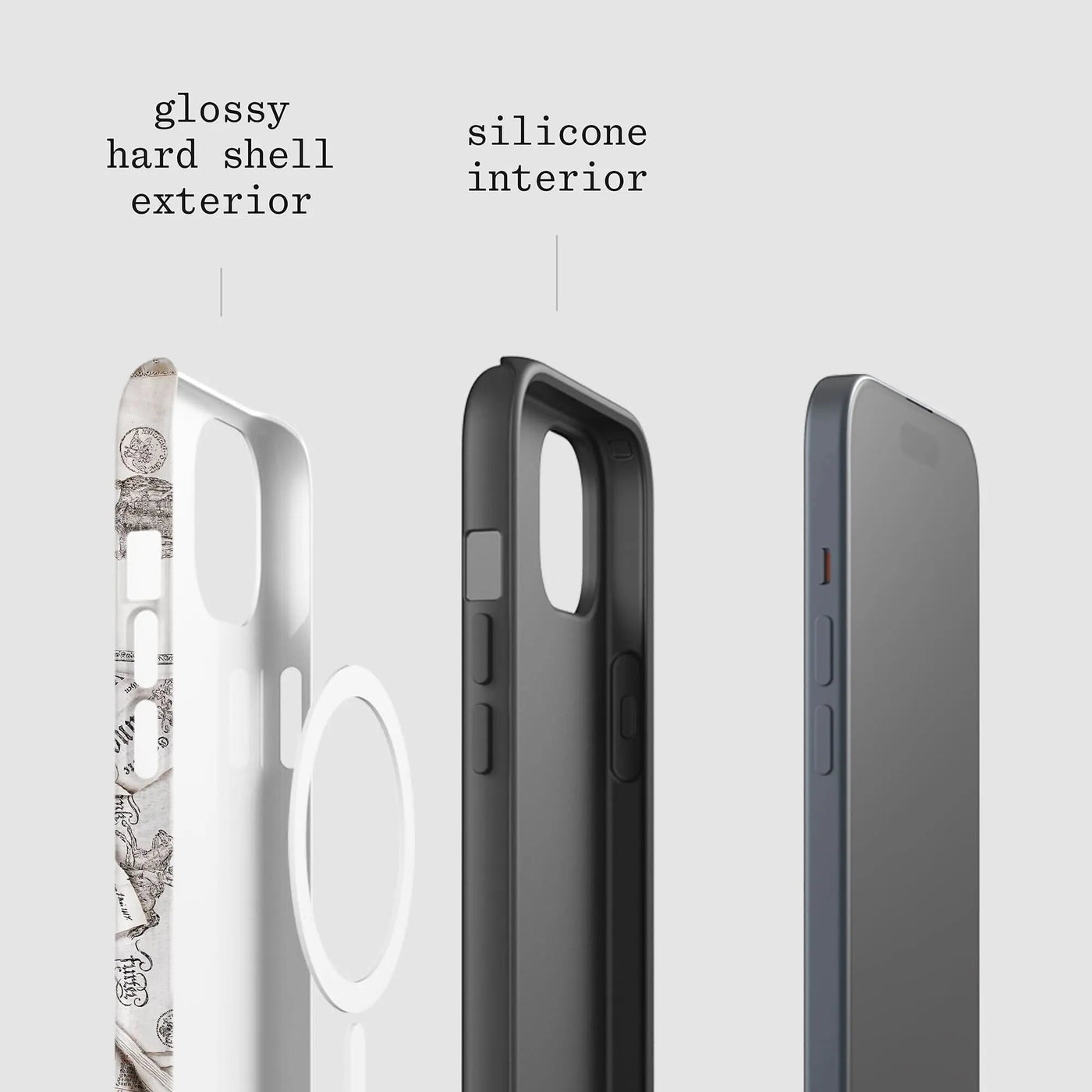 letters tough iPhone case - In Print We Trust