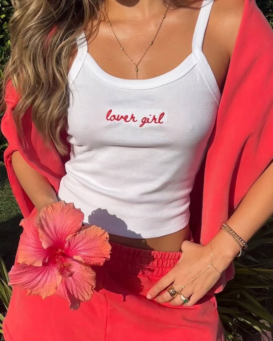 lover girl embroidered tank top - In Print We Trust