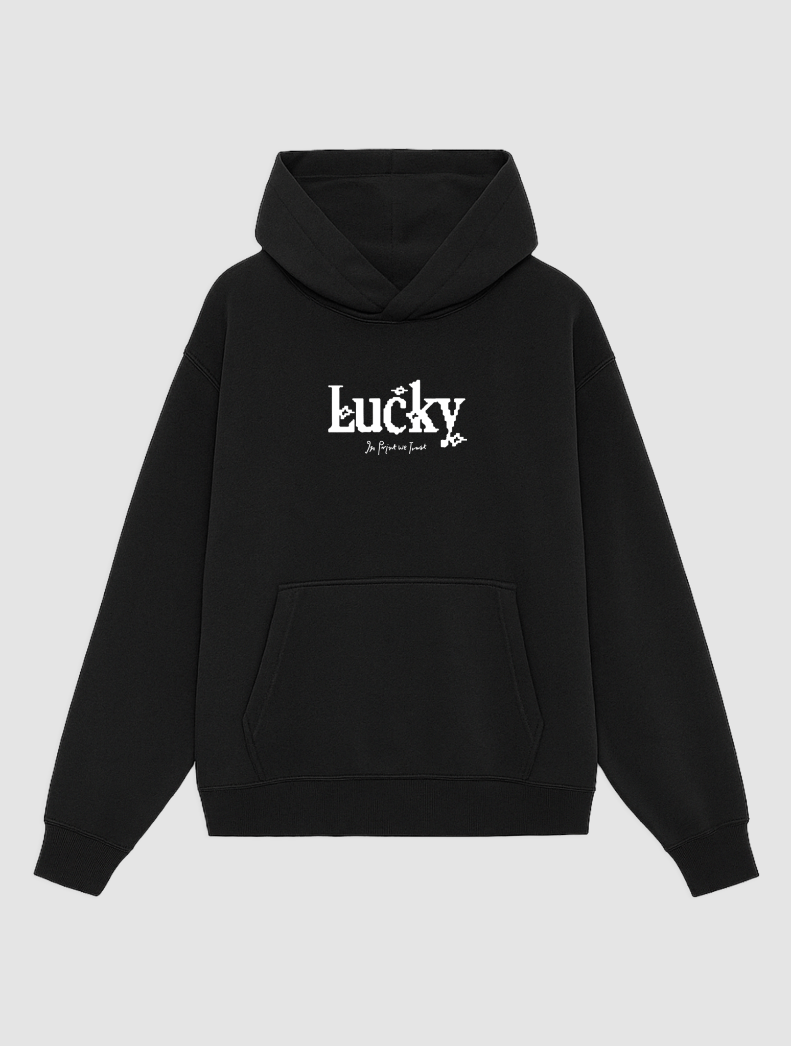 lucky black hoodie - In Print We Trust