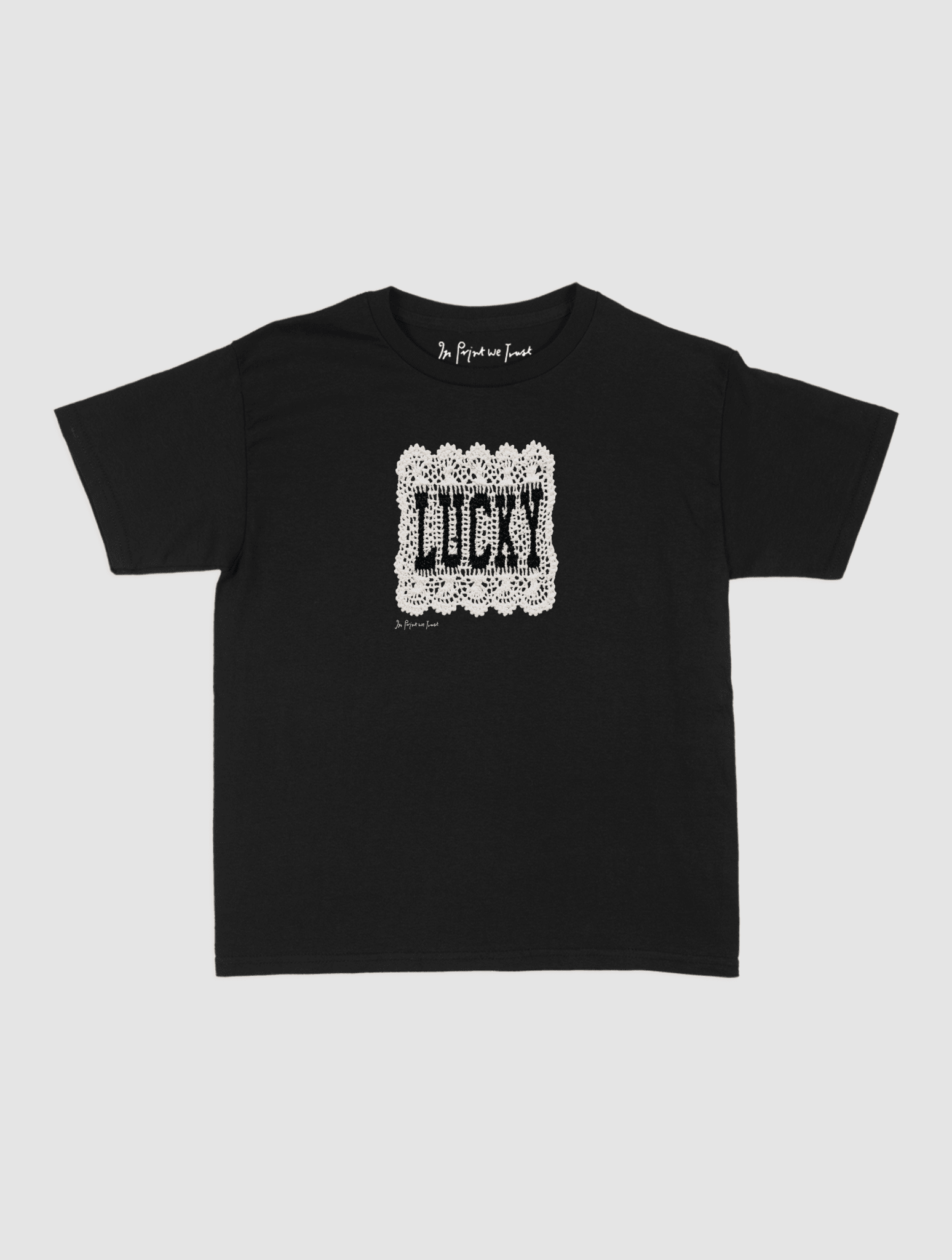 lucky crochet baby tee - In Print We Trust