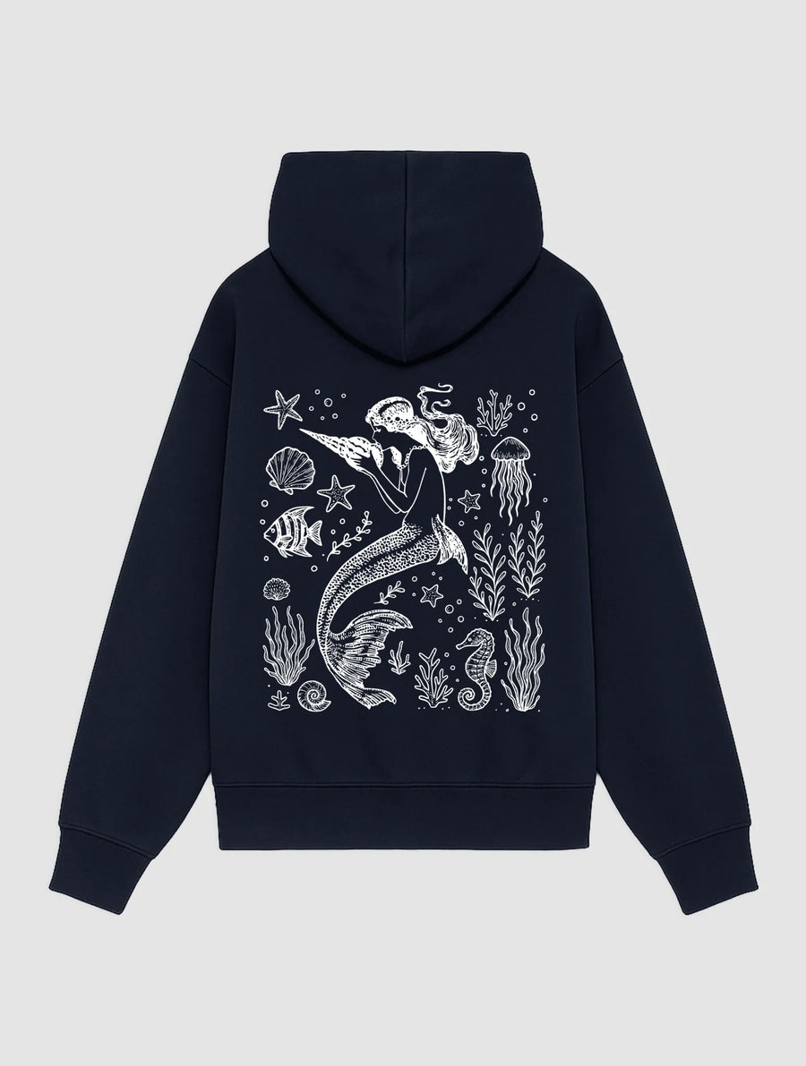 mermaid navy hoodie - In Print We Trust