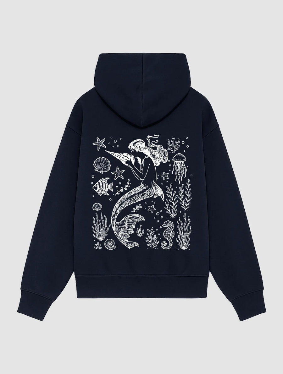 mermaid navy hoodie - In Print We Trust