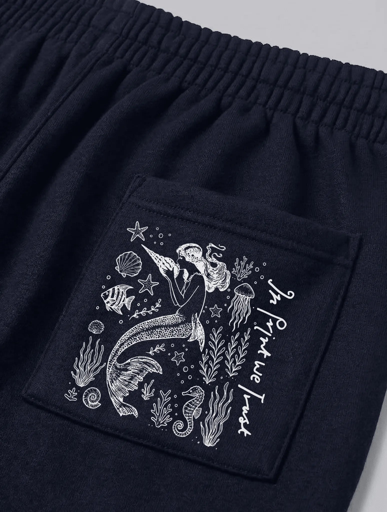 mermaid navy sweatpants - In Print We Trust