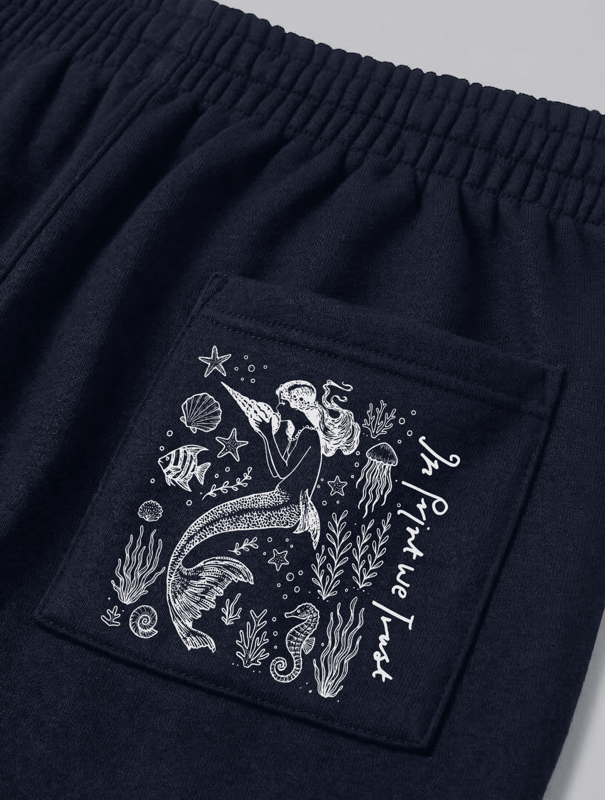 mermaid navy sweatpants - In Print We Trust