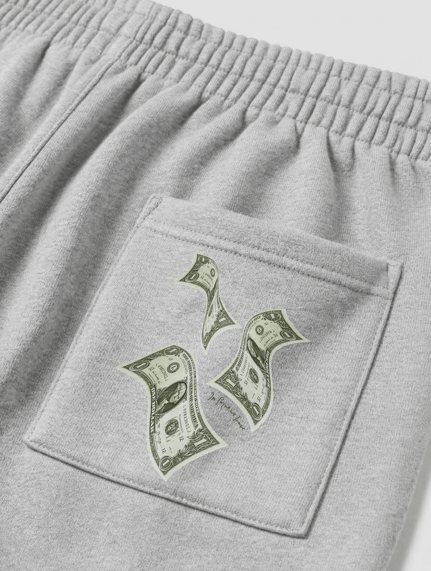 money money money grey sweatpants - In Print We Trust
