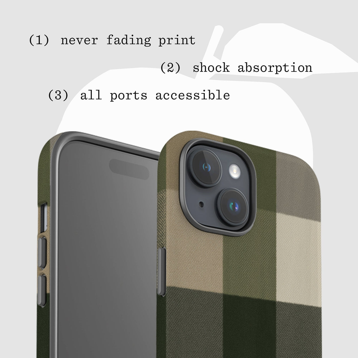 olive tough iPhone case - In Print We Trust