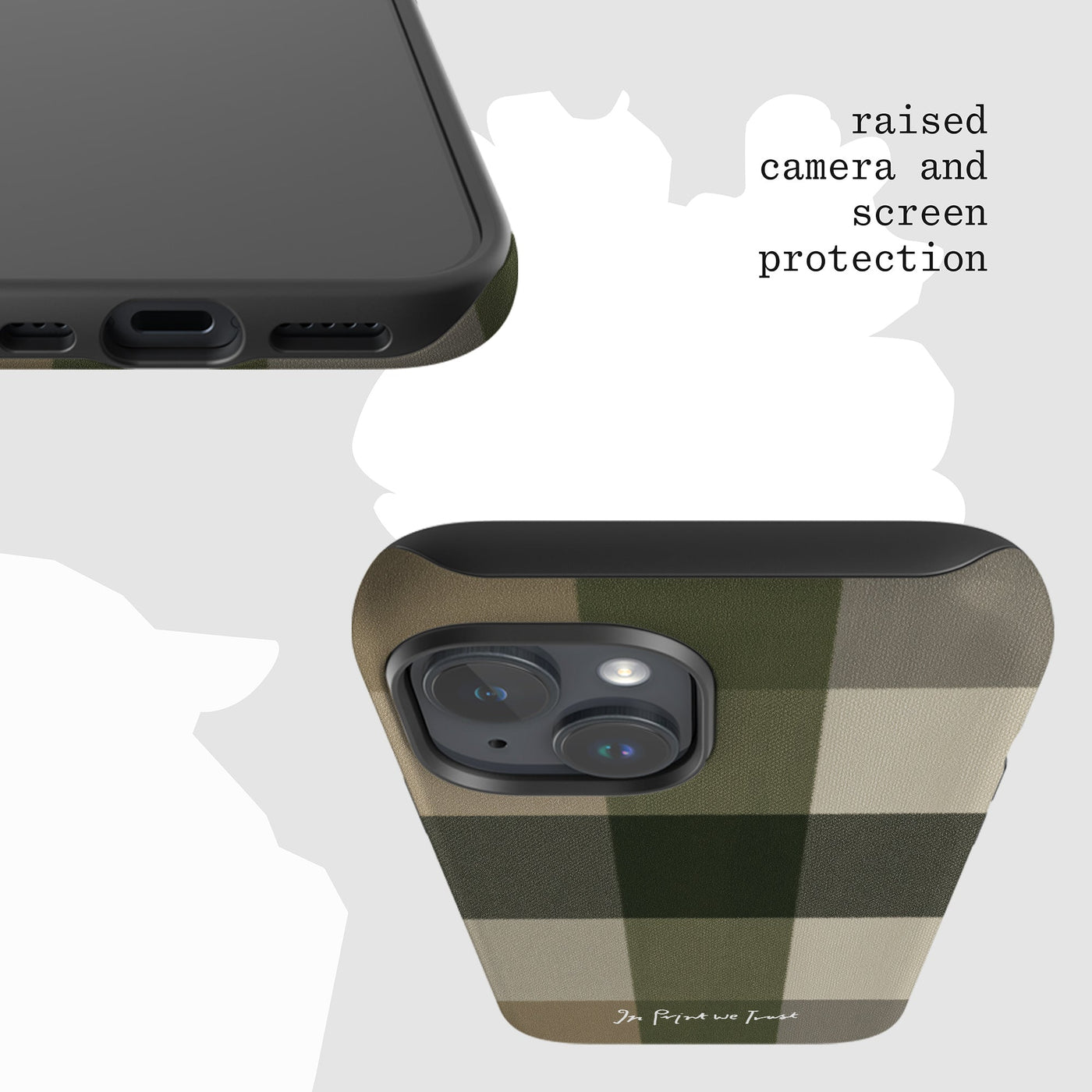 olive tough iPhone case - In Print We Trust