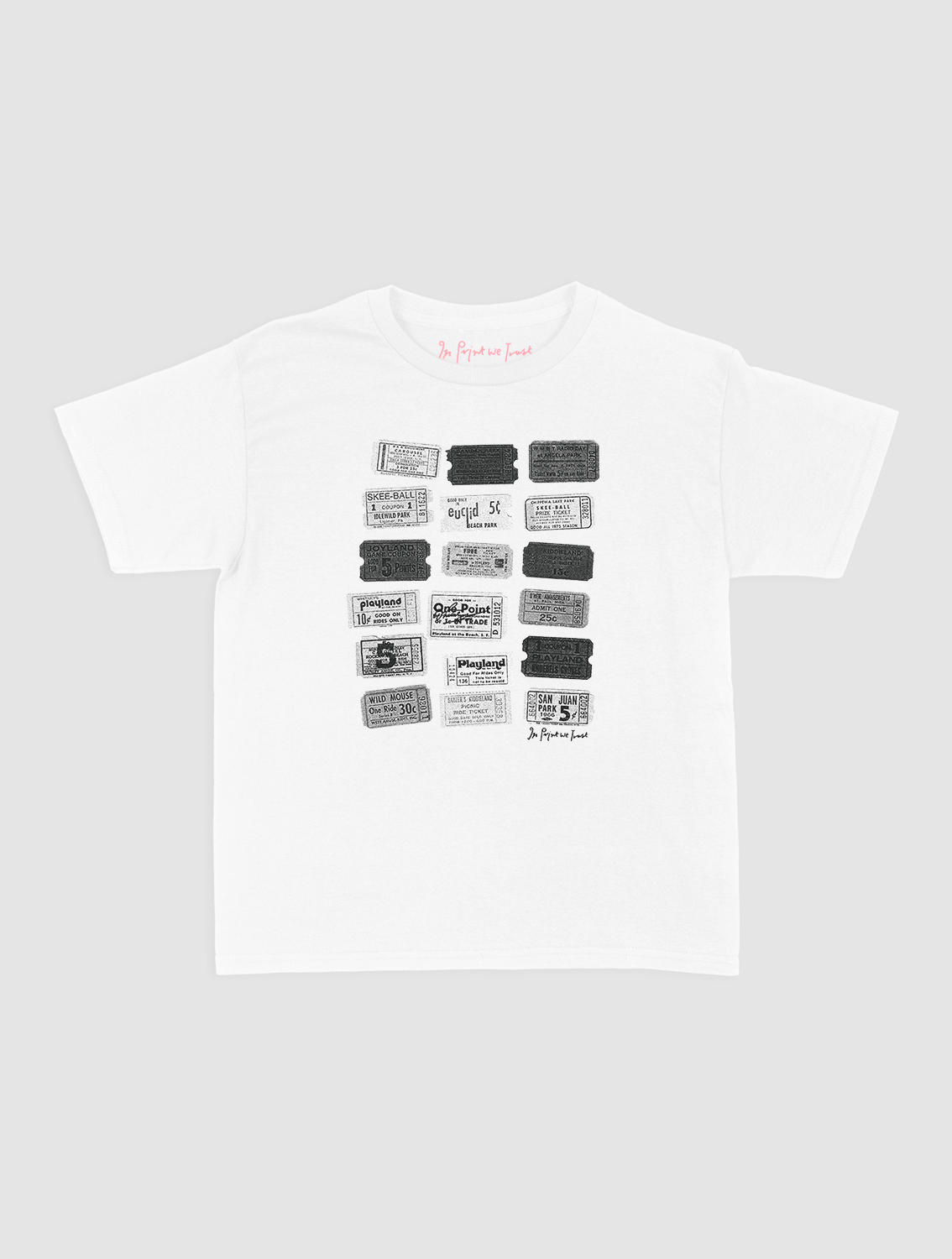 one - way ticket baby tee - In Print We Trust