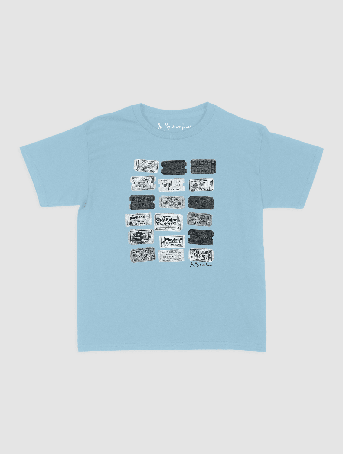one - way ticket baby tee - In Print We Trust