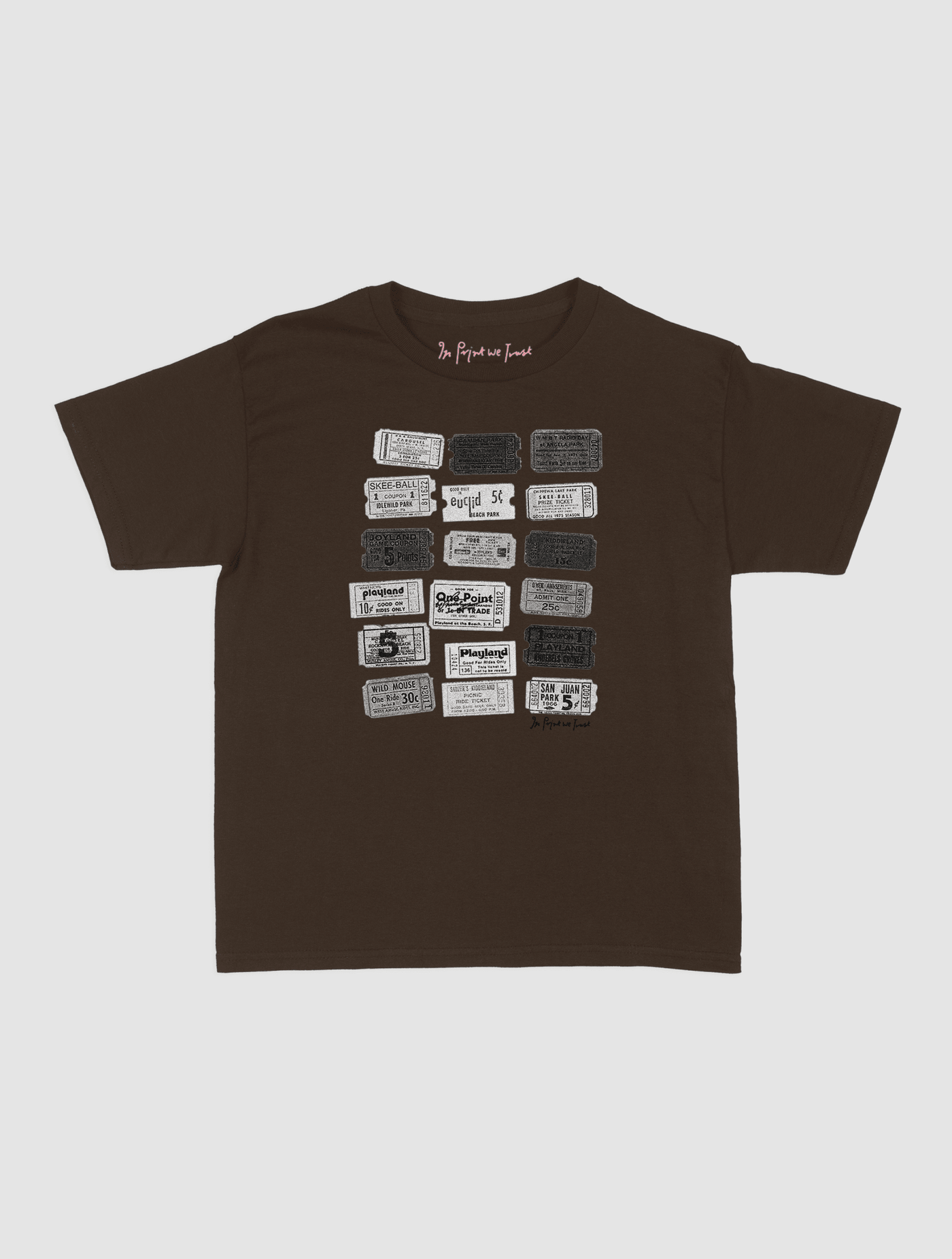 one - way ticket baby tee - In Print We Trust
