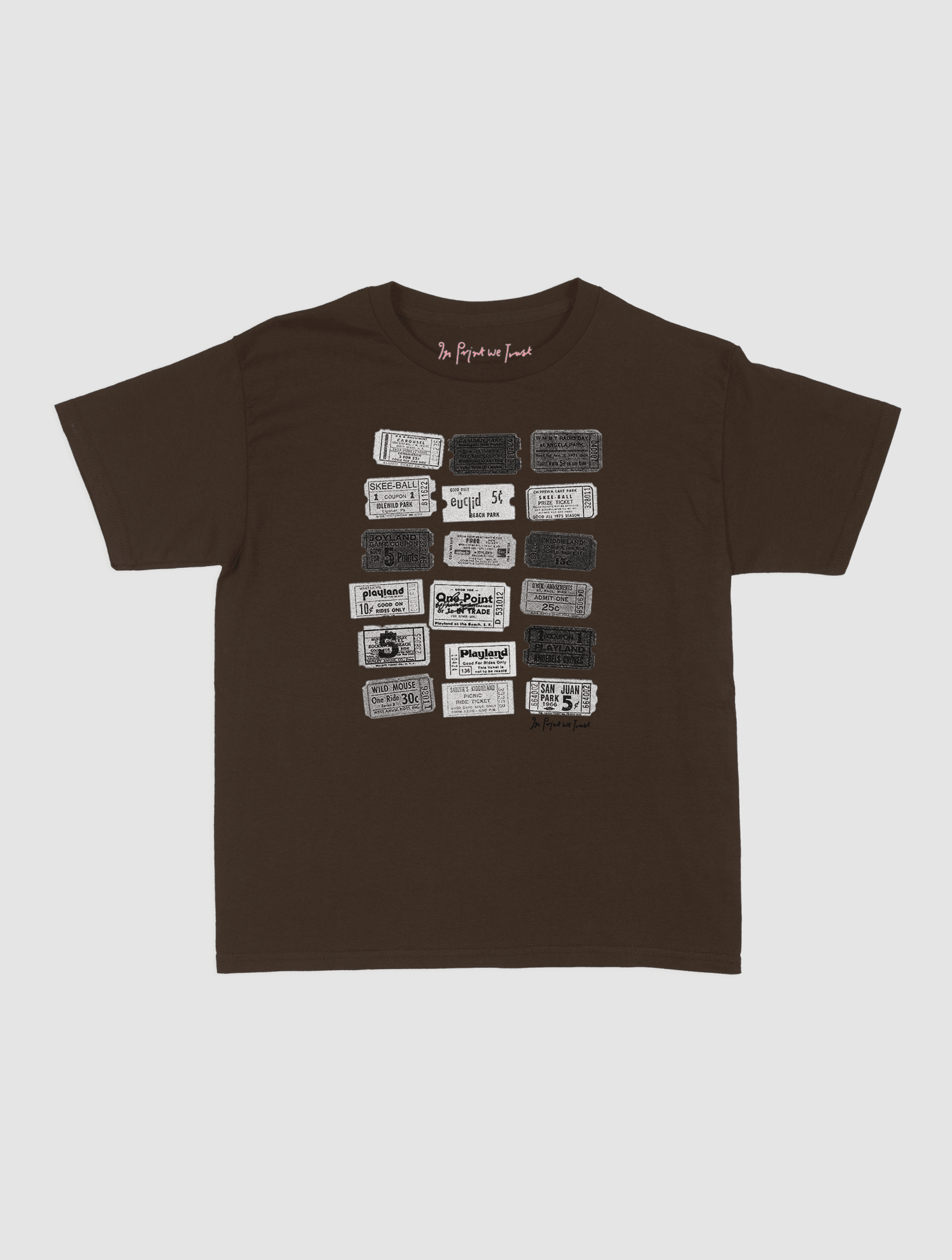 one - way ticket baby tee - In Print We Trust