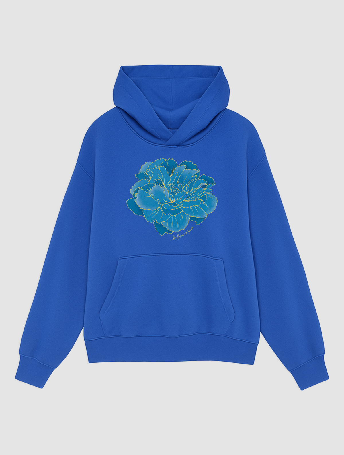 peony blue hoodie - In Print We Trust