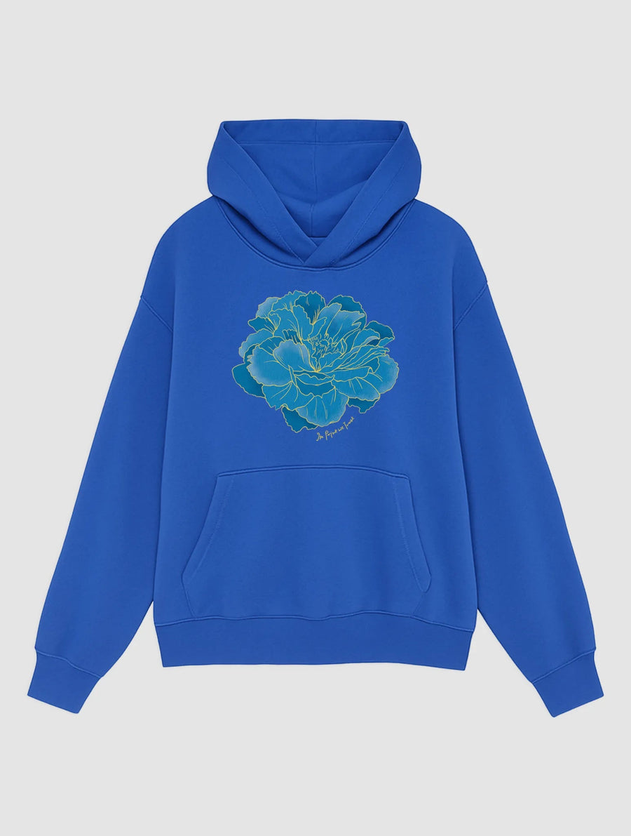 peony blue hoodie - In Print We Trust