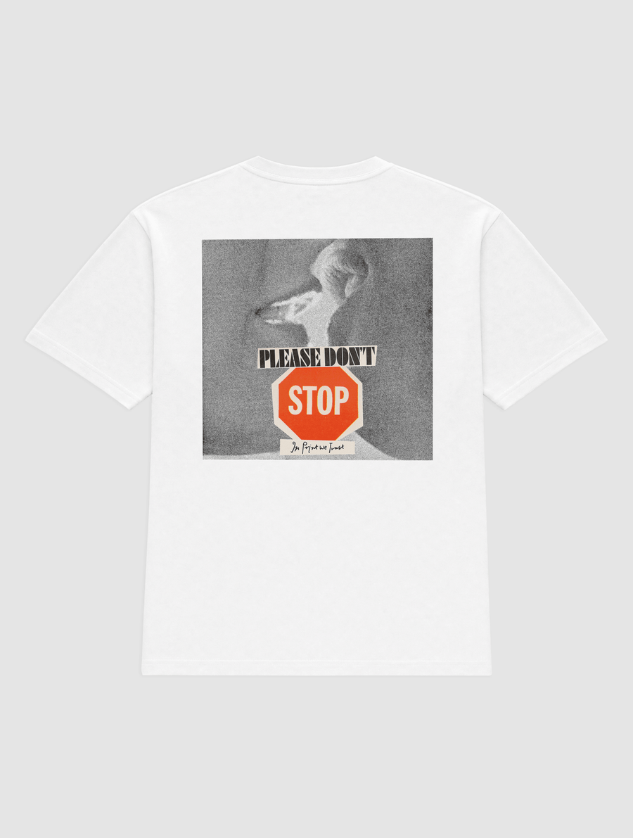 please don't stop heavyweight tee - In Print We Trust