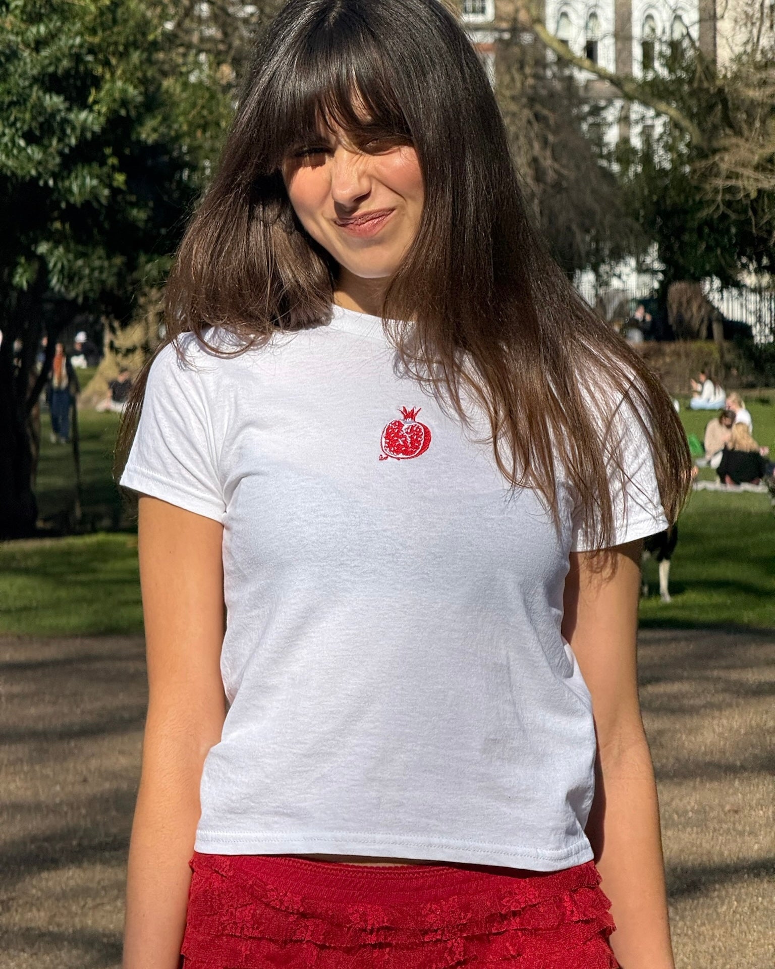 pomegranate embroidered baby tee - In Print We Trust