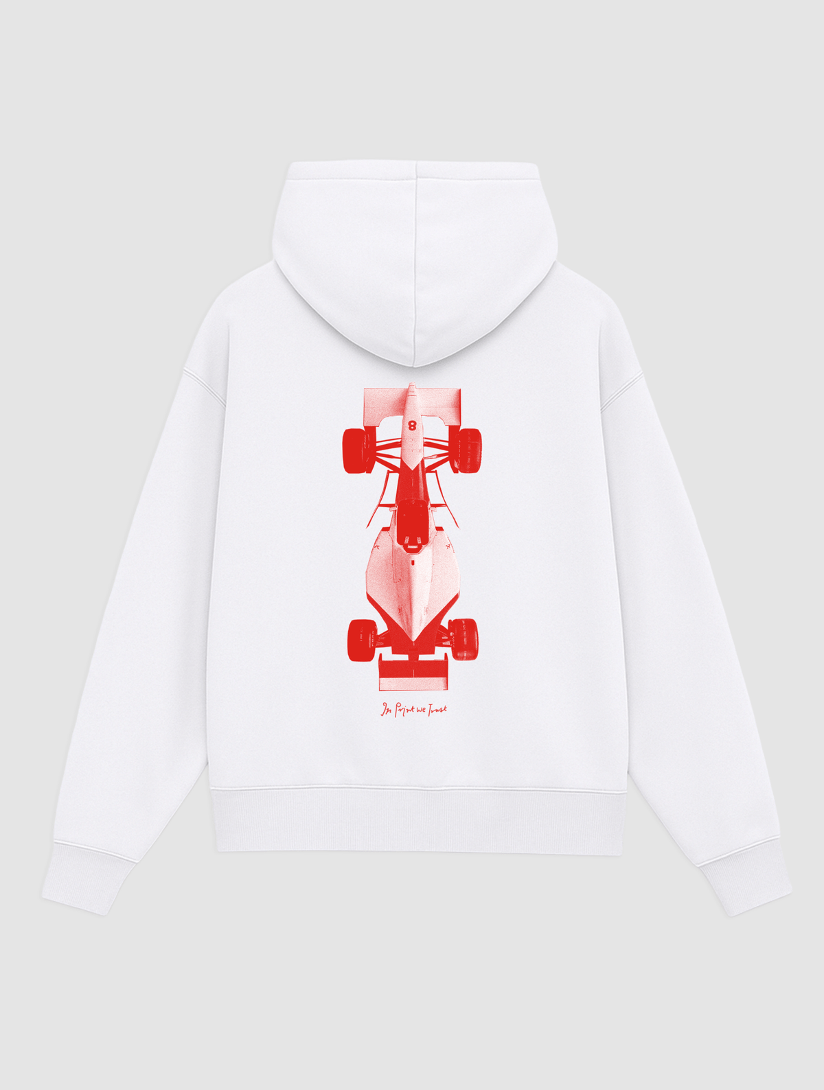racing car white hoodie - In Print We Trust