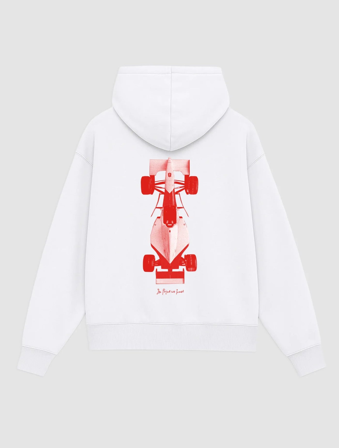racing car white hoodie - In Print We Trust