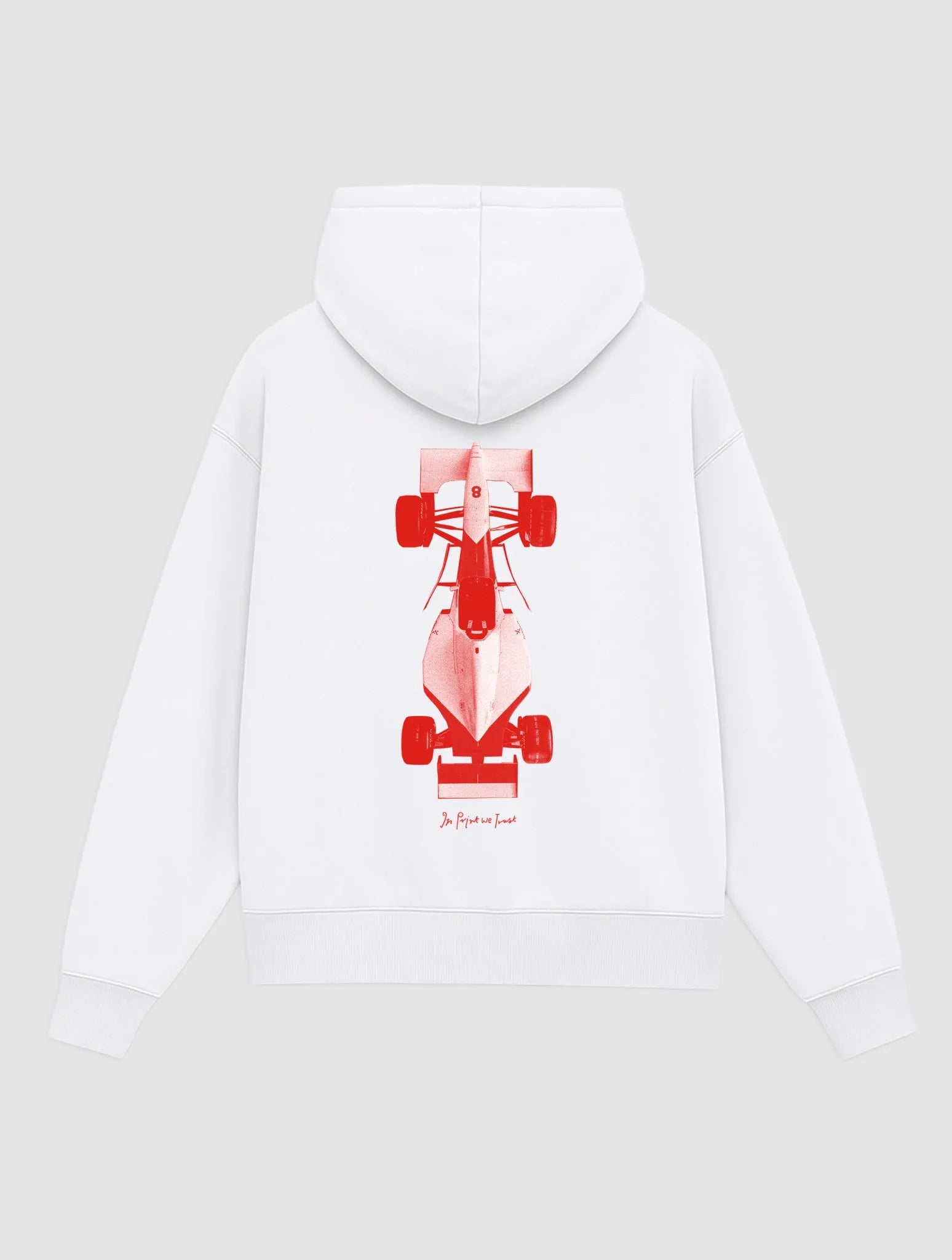 racing car white hoodie - In Print We Trust