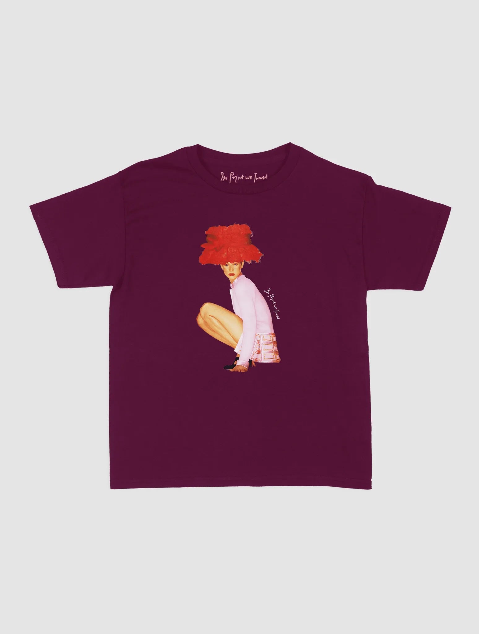 really big hat baby tee - In Print We Trust
