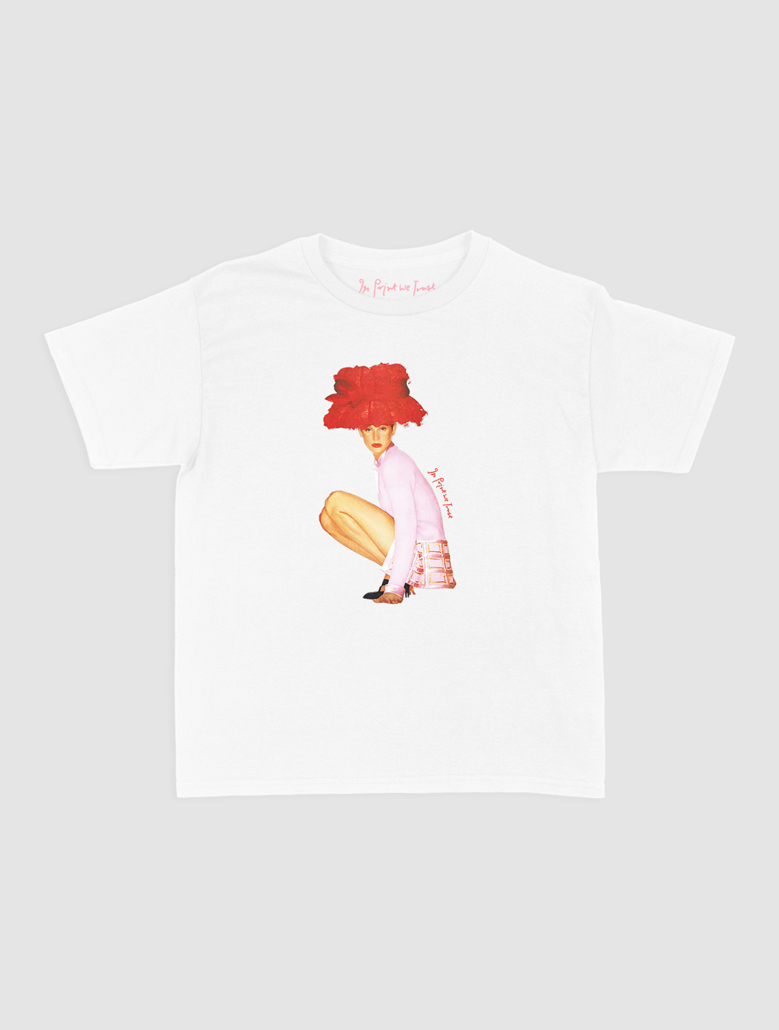 really big hat baby tee - In Print We Trust