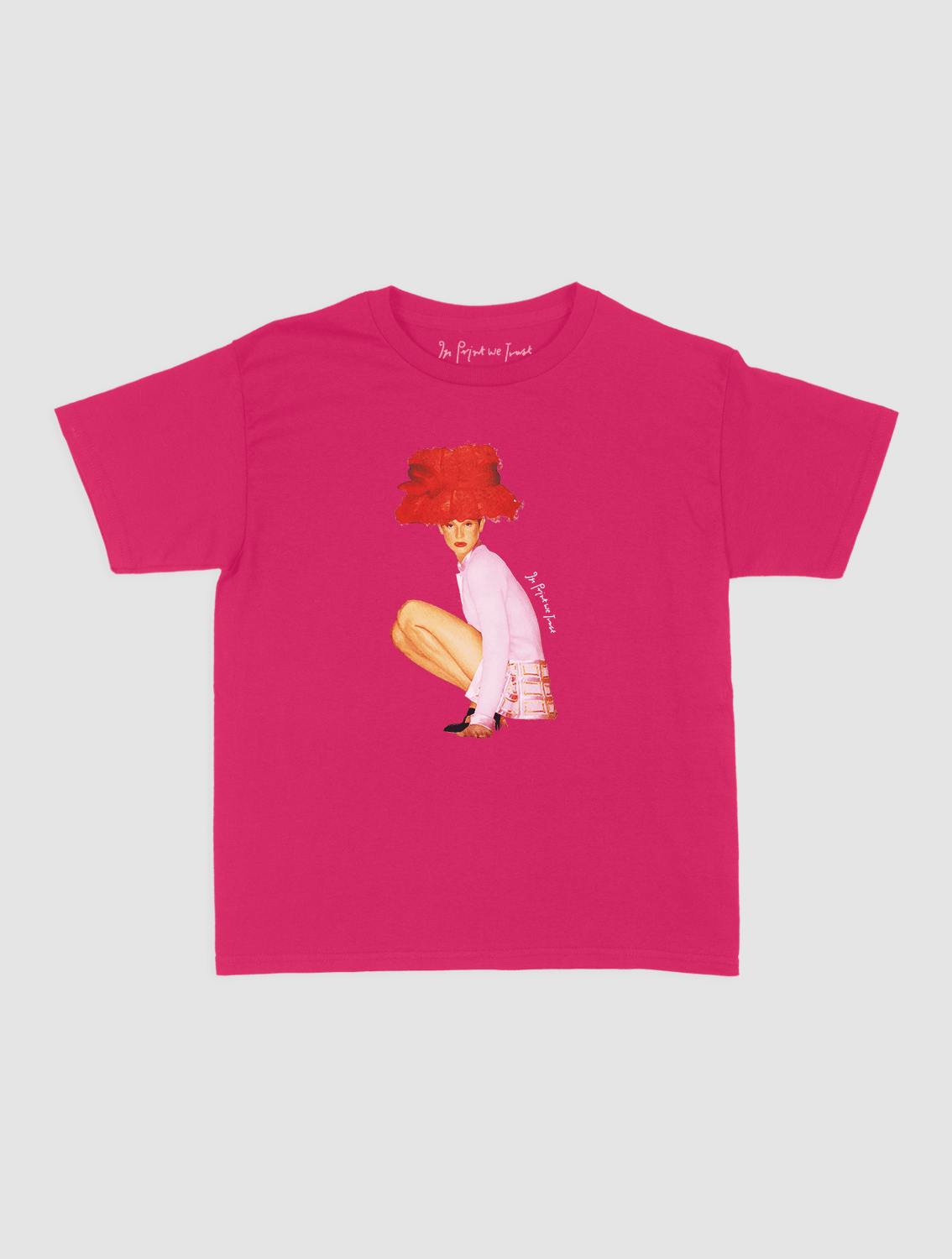 really big hat baby tee - In Print We Trust