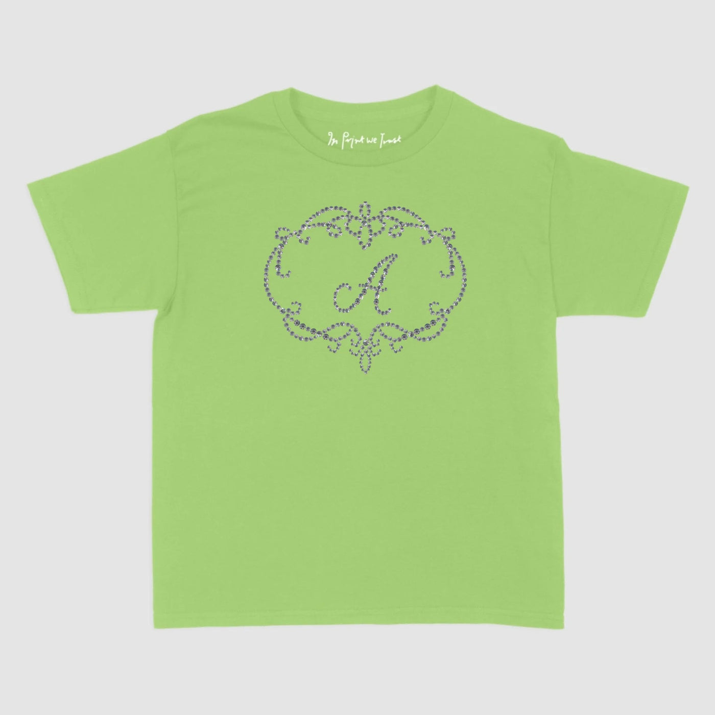 rhinestone initials custom baby tee - In Print We Trust