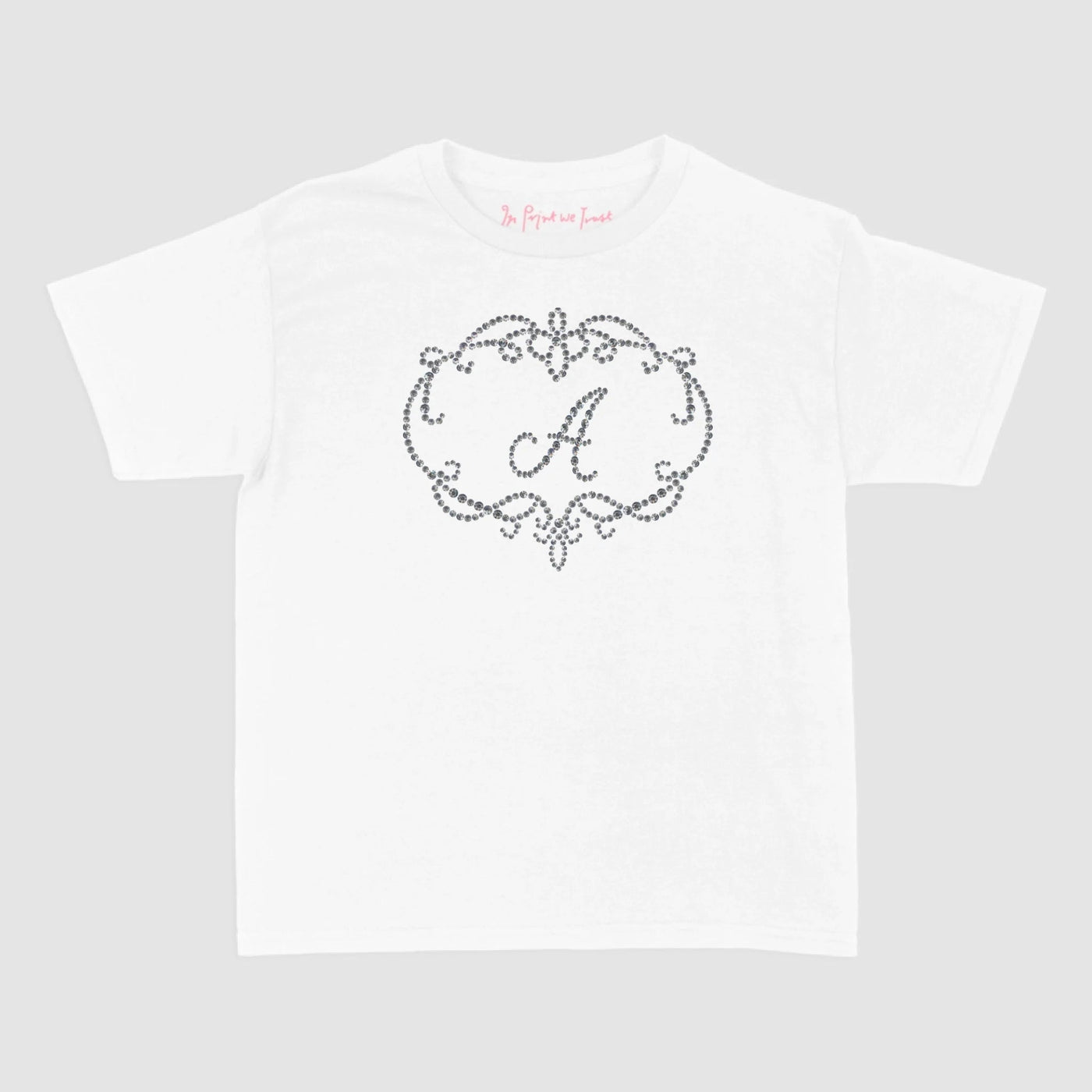 rhinestone initials custom baby tee - In Print We Trust