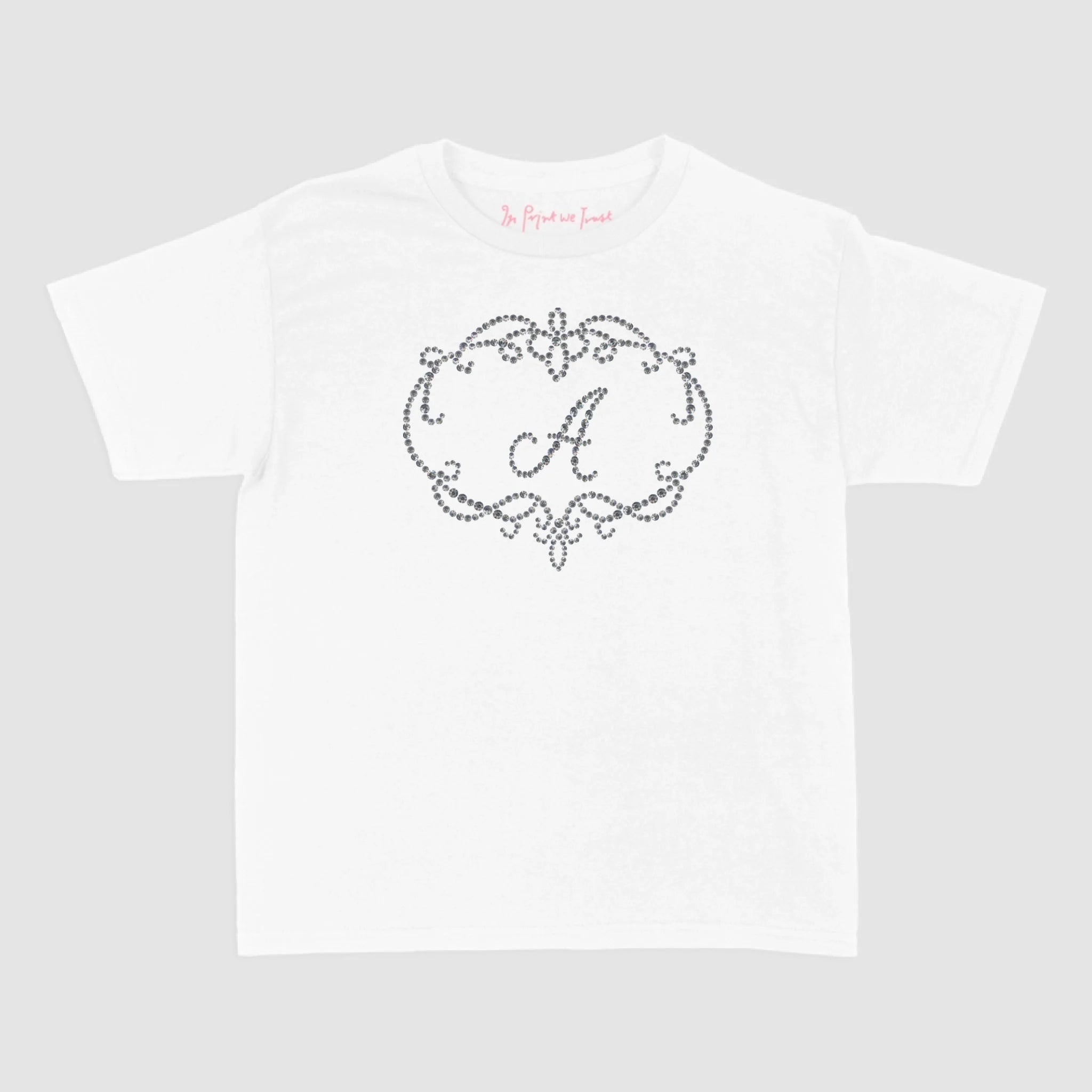 rhinestone initials custom baby tee - In Print We Trust