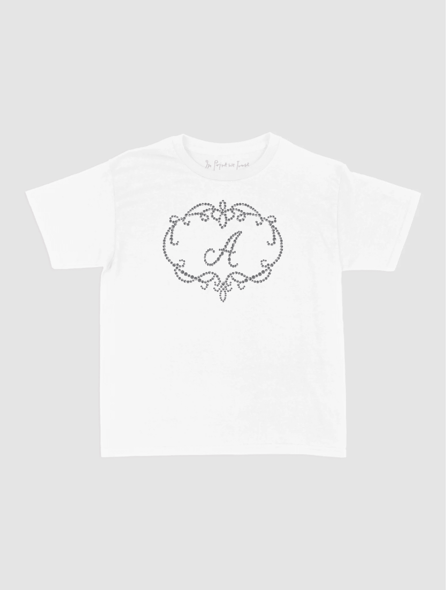 rhinestone initials custom baby tee - In Print We Trust
