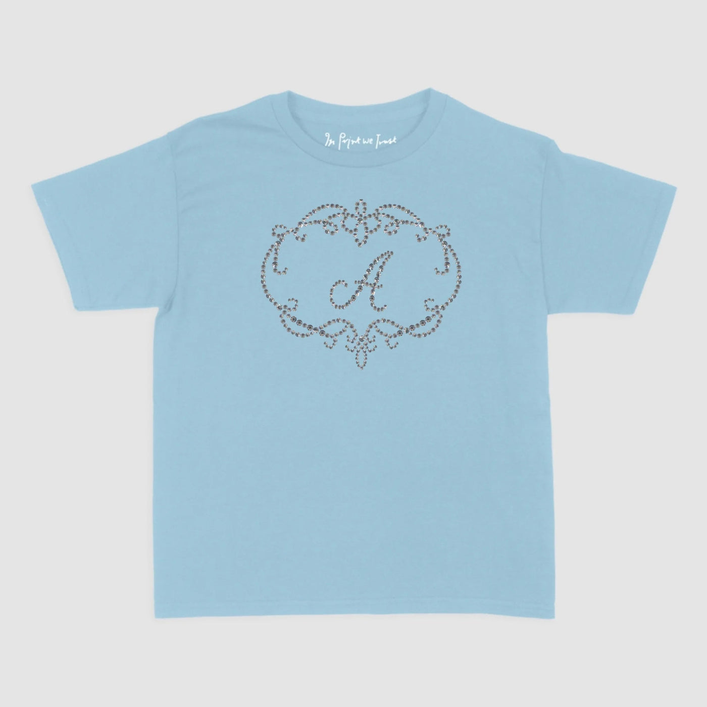 rhinestone initials custom baby tee - In Print We Trust