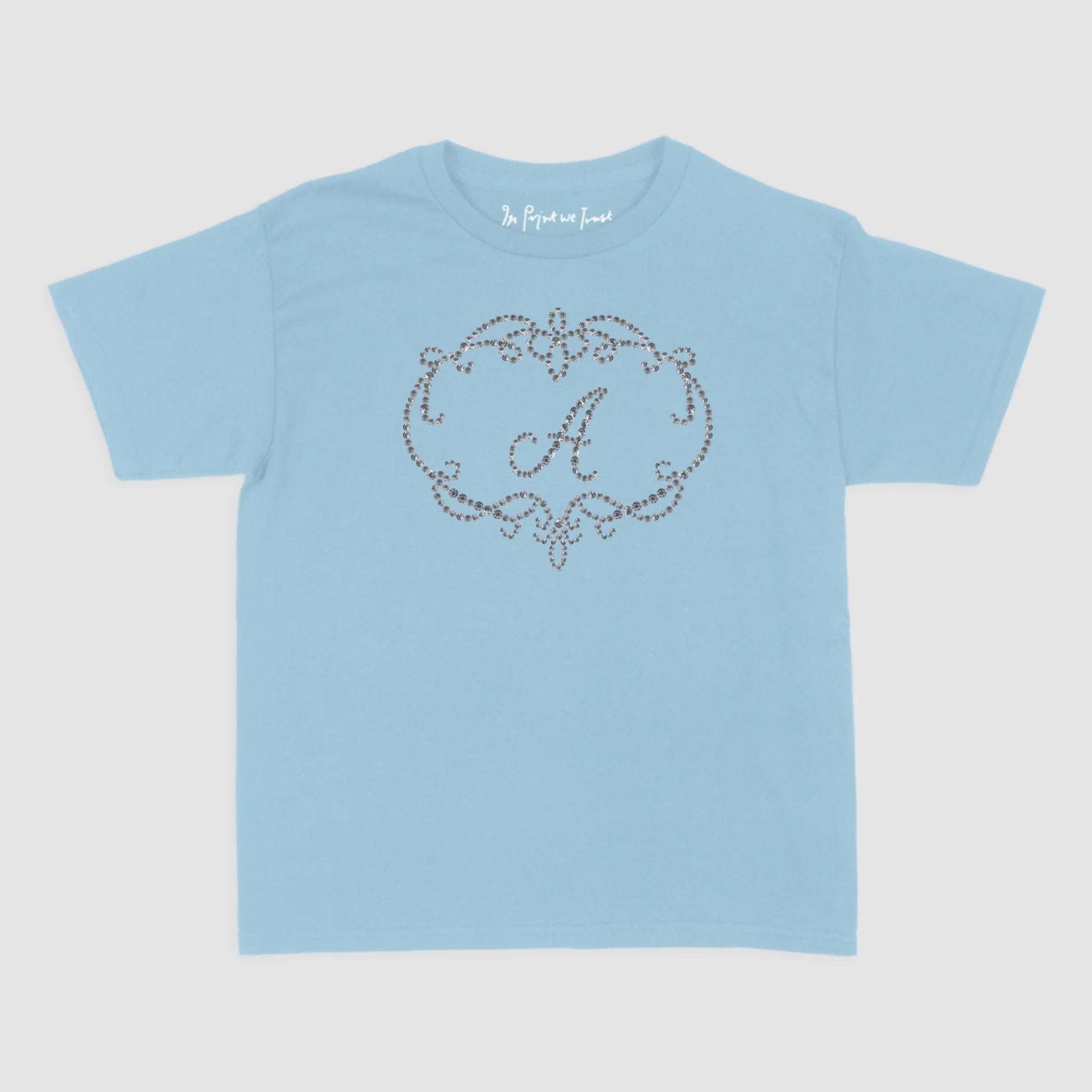 rhinestone initials custom baby tee - In Print We Trust