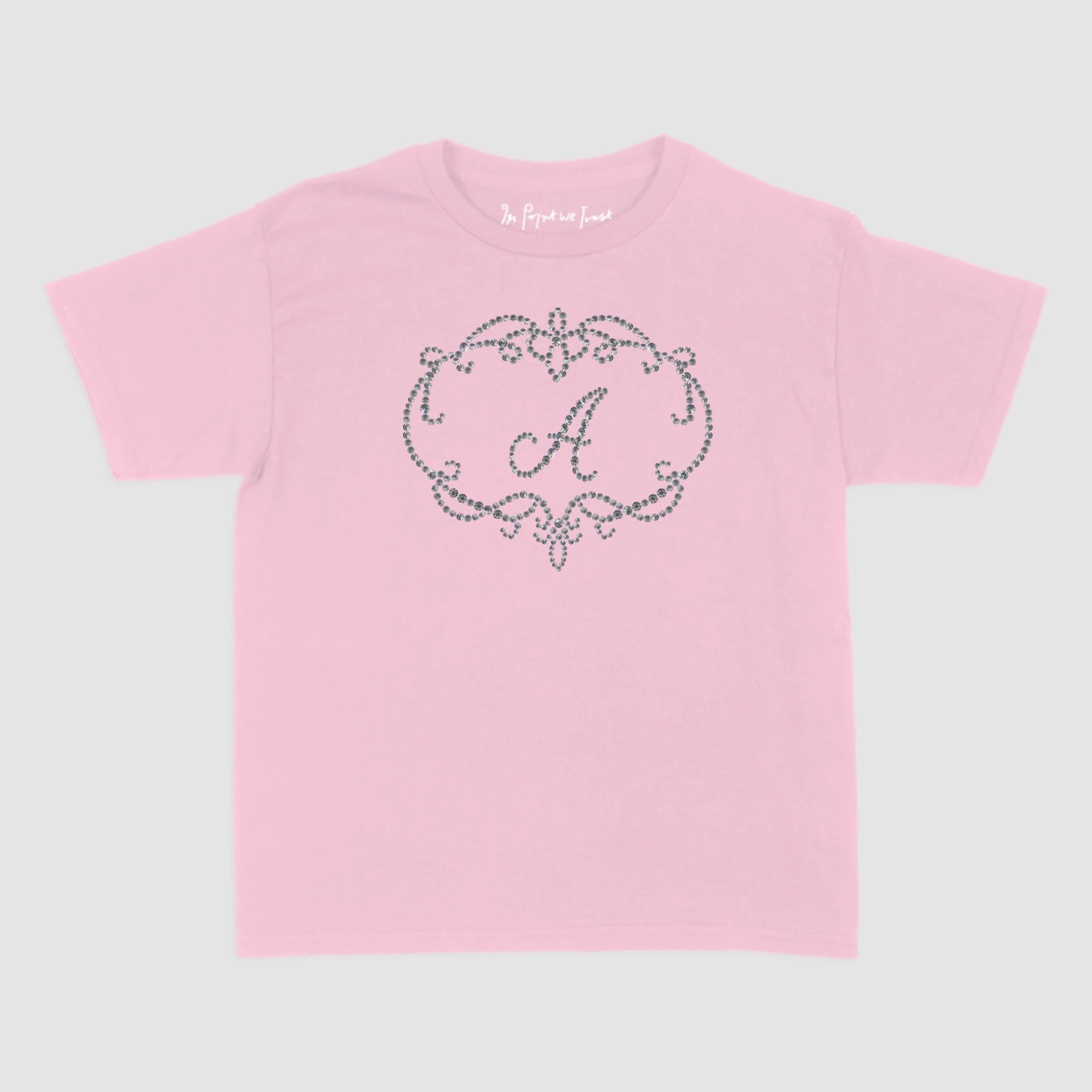 rhinestone initials custom baby tee - In Print We Trust