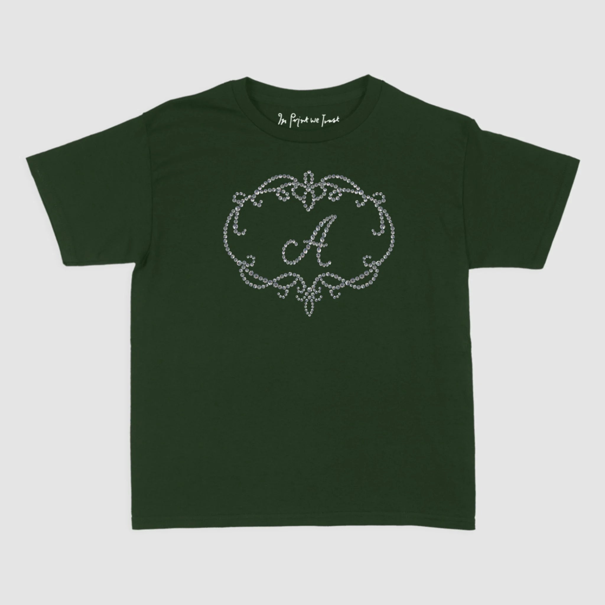 rhinestone initials custom baby tee - In Print We Trust