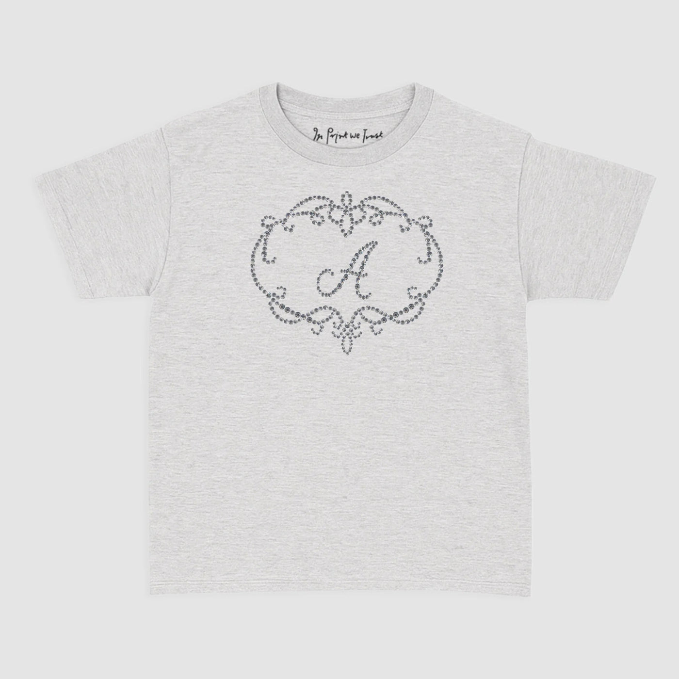 rhinestone initials custom baby tee - In Print We Trust