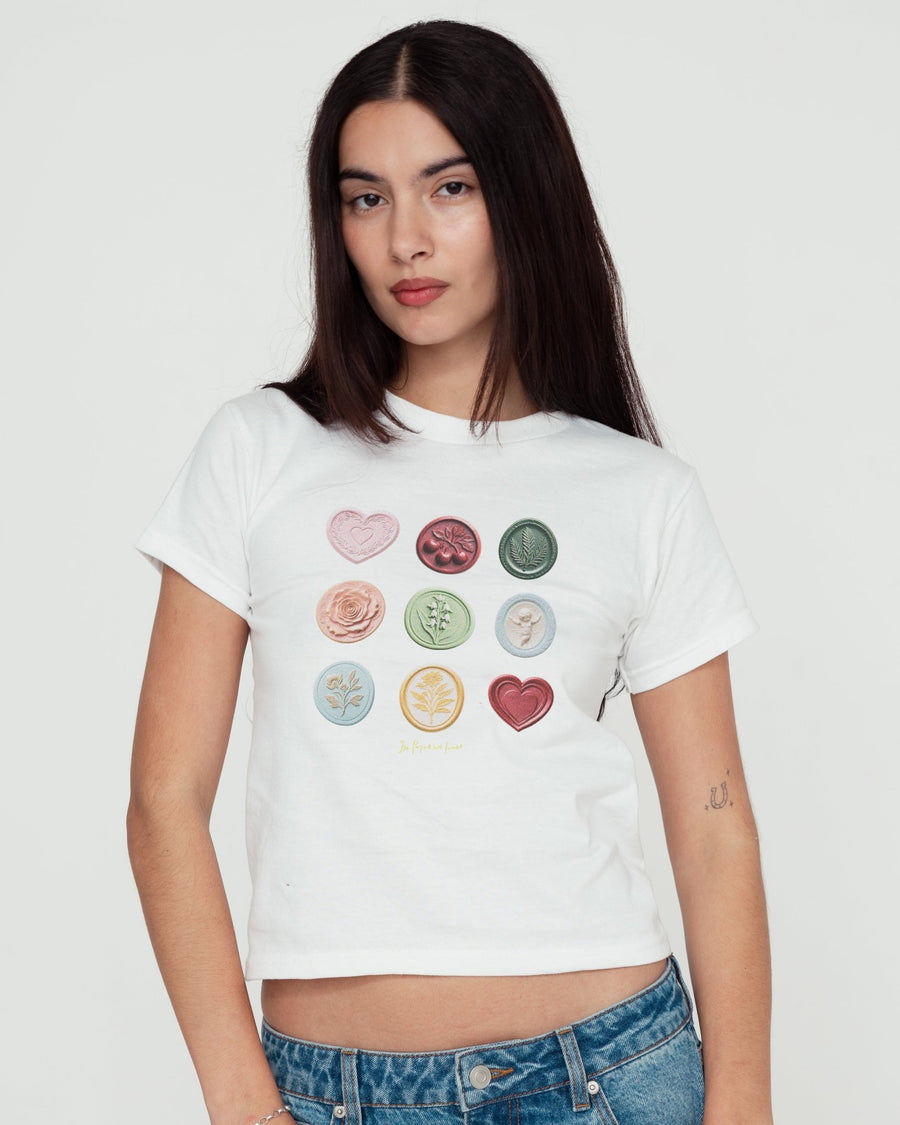 sealed with a kiss baby tee - In Print We Trust