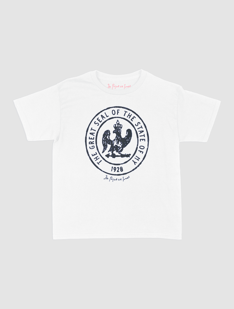 state of NY baby tee - In Print We Trust