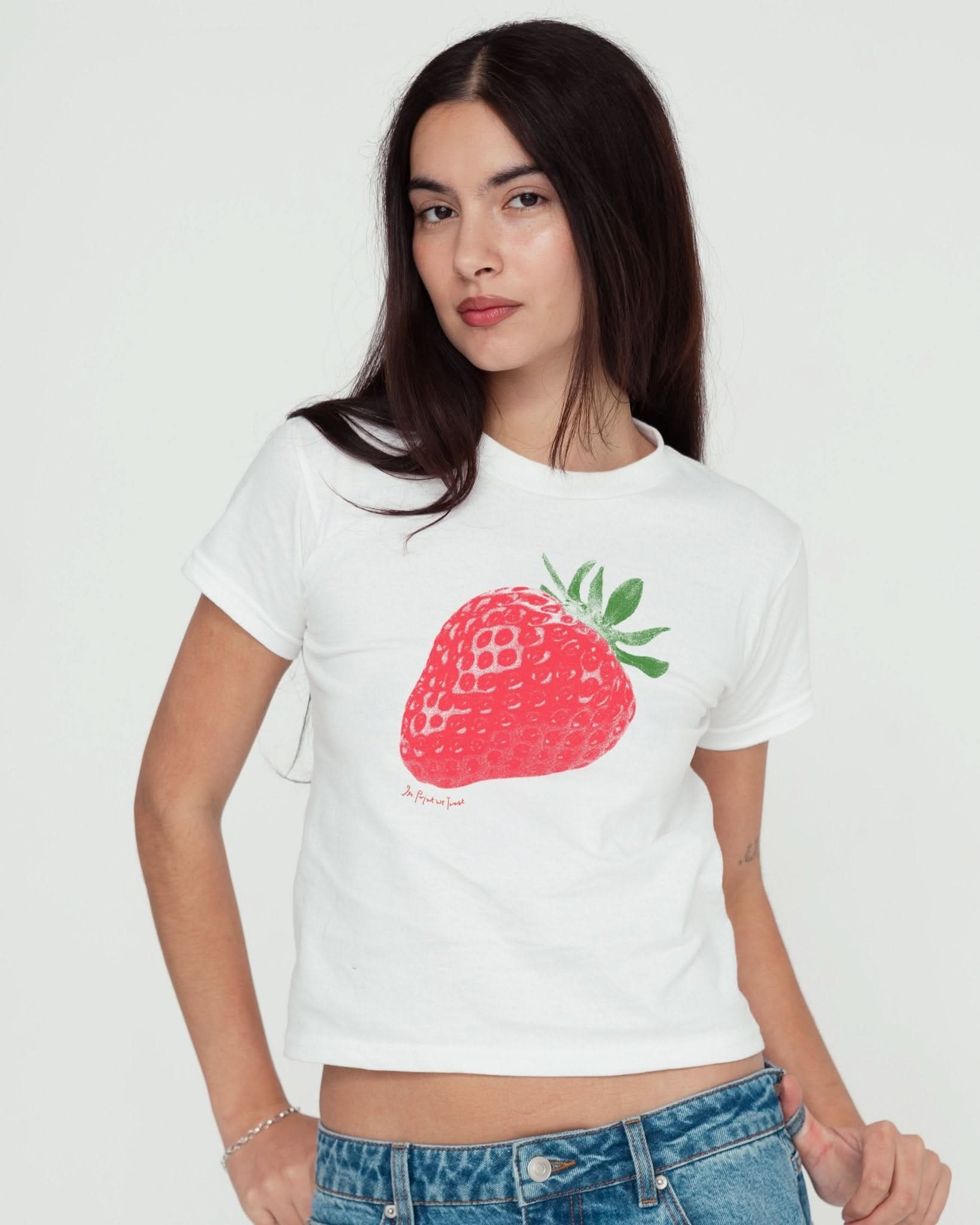 strawberry fields baby tee · In Print We Trust