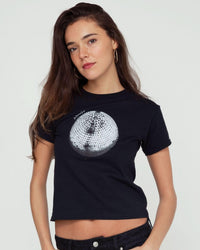 studio 54 black baby tee - In Print We Trust