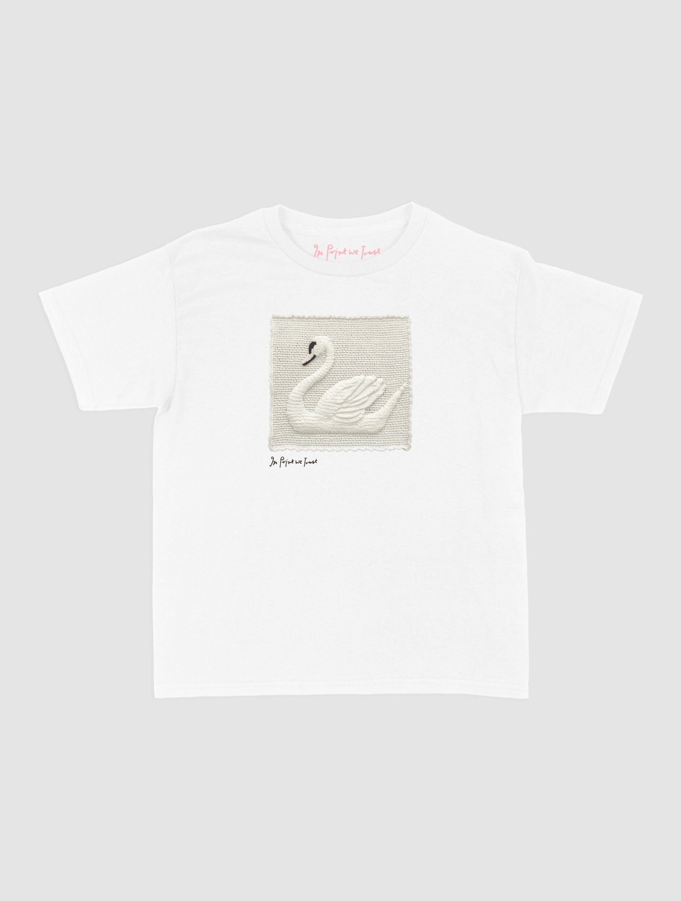 swan crochet baby tee - In Print We Trust